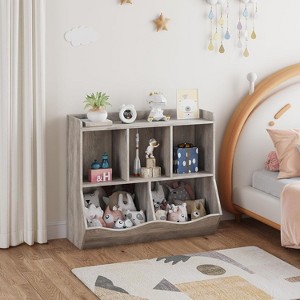 Kids Bookshelf & Toy Storage Organizer, 3-Tier Wooden Open Bookcase Book and Toy Storage Display Organize for Bedroom Playroom Nursery - 1 of 4