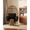 Oversize 360° Swivel Egg Chair, Patio Rotating Rattan Lounge Chair w/Steel Frame and 4 Cushions for Patio, Porch, Backyard, Living Room - 2 of 4