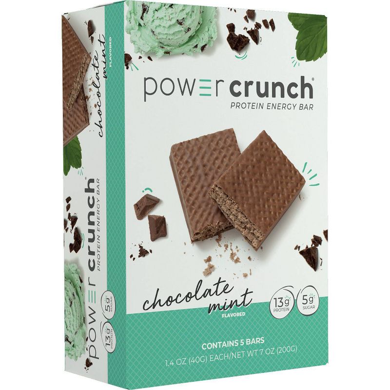 Power Crunch Chocolate Mint Wafer Protein Energy Bar - 5pk, 1 of 8