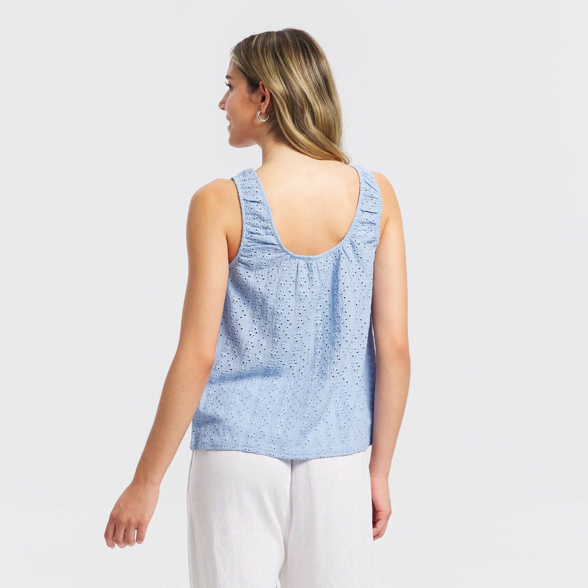 Women's Eyelet Scoop Neck Tank Top - A New Day™ - thumbnail 6