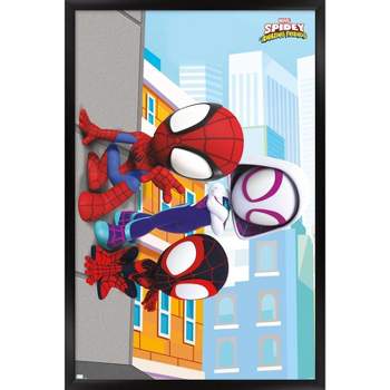 Trends International Gallery Pops Marvel Spidey And His Amazing Friends -  Logo Wall Art, Black Framed Version, 12'' x 12