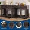 Double Dog Crate Furniture, 71 in  Indoor Wooden Dog Kennel with Removable Divider, 3 Drawers, for Medium Large Breeds, Brown+White - 4 of 4