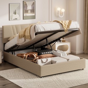 NicBex Queen/Full Size Upholstered Platform Bed with Lifting Storage for Kids Teens Adults - 1 of 4