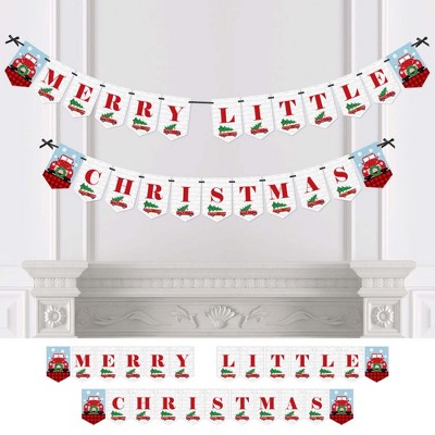 Big Dot of Happiness Merry Little Christmas Tree - Red Truck and Car Christmas Party Bunting Banner - Party Decorations - Merry Little Christmas