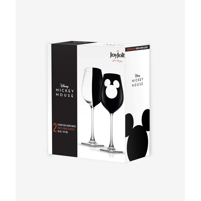 JoyJolt Disney Luxury Mickey Mouse Crystal Stemmed White Wine Glass - 16 oz - Set of 2, 5 of 6