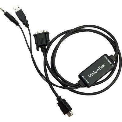 VisionTek VGA to HDMI 1.5M Active Cable (M/M) - 4.92 ft HDMI/VGA Video Cable for Video Device - HD-15 Male VGA - HDMI Male Digital Audio/Video - Black