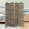 HOMCOM 4 Panel Room Divider, 6' Tall Folding Privacy Screen, Hand-Woven Freestanding Wood Partition for Home Office, Bedroom, Dark Rustic Oak - 3 of 4