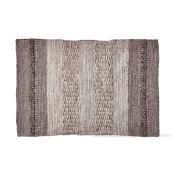tagltd Gradation Grey Stripe Plastic Woven Rug, Indoor Mat, 24L x 36W Inches.