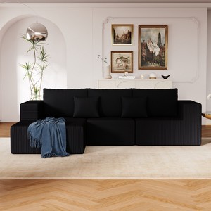 VASIP 108" L-Shaped Modular Cloud Sofa,Corduroy Upholstery with Chaise Lounge,for Living Room,Beige - 1 of 4