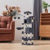 81.1 Inch Large Cat Tree Tower  with 13 Scratching Posts, 2 Perches, 2 Caves, Basket, Hammock, Pompoms - Multi-Level Plush Cat Condo for Indoor Cats - 2 of 4