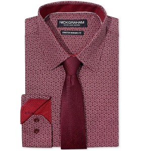 Nick Graham Mens Slim Stipple Circle Tie Set Button Down Dress Shirt - 1 of 1