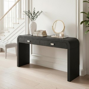 Homy Casa Console Table, Black – Curved Edge 2-Drawer Modern Console Table - 1 of 4