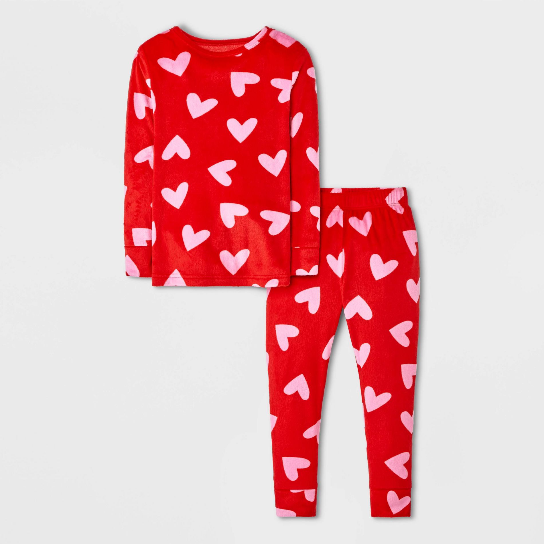 Toddler 2pc Hearts Snuggly Soft Pajama Set - Cat & Jack™ Red
