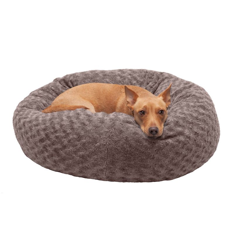 FurHaven Deep Dish Curly Fur Plush Donut Dog Bed, 1 of 5