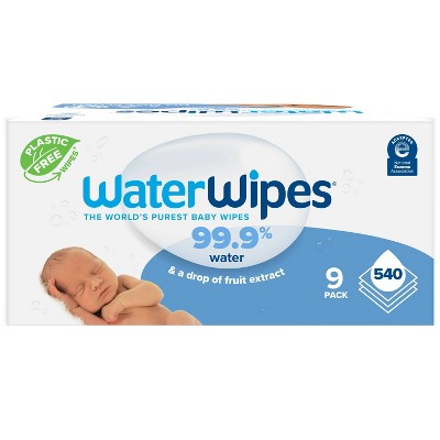 WaterWipes Plastic-Free Original Unscented 99.9% Water Based Baby Wipes - 540ct