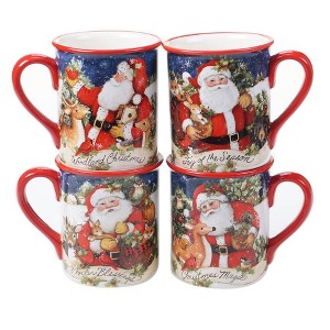 16oz 4pk Earthenware Magic of Christmas Santa Mugs - Certified International - 1 of 3