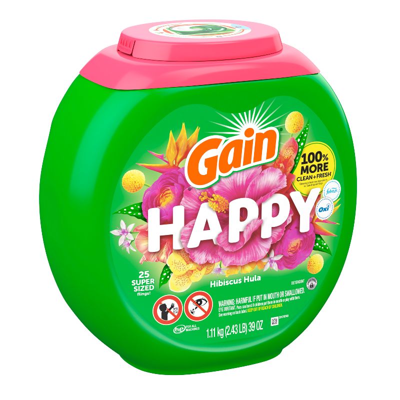 Gain Flings Hibiscus Hula HE Compatible Happy Laundry Detergent Soap Pacs, 2 of 12