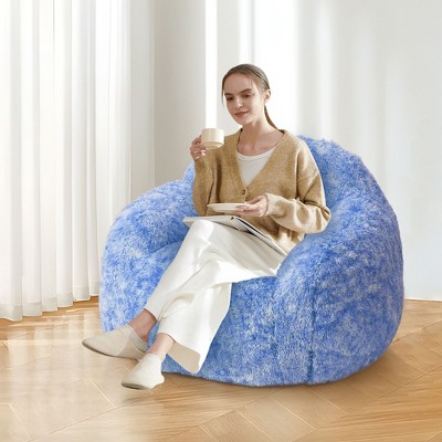 Cozy Faux Fur Bean Bag Chair with Armrest, Soft Bean Bag Couch for Gaming, Reading & Relaxing