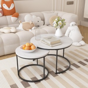 KTMBDW Round Coffee Table Set of 2 End Table for Living Room,Stacking Side Tables, Sturdy, Easy Assembly, Metal Frame - 1 of 4