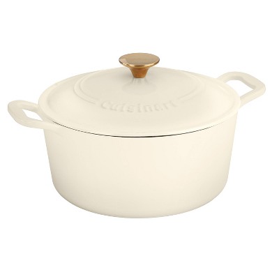 Cuisinart Classic Enameled Cast Iron 6qt Round Cream Colored Casserole with Cover