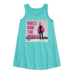 Girls' - Barbie - Girls Run the World Graphic Sleeveless Aline Dress - 1 of 2
