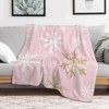 FIONECA Pink Background White And Gold Snowflake Pattern Soft Fleece Blanket Christmas Holiday Warm Cozy Throw Blanket 30x40 inches - 3 of 4