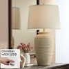 John Timberland Country Cottage Table Lamp with USB Charging Port 28" Tall Sand Cream Linen Drum Shade Living Room Bedroom House - 2 of 4