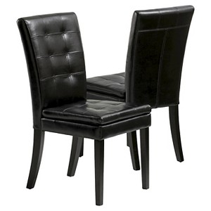 Crayton Leather Dining Chair Black (Set of 2) - Christopher Knight Home