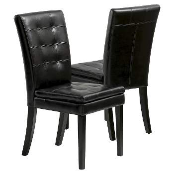 Set of 2 Crayton Leather Dining Chair Black - Christopher Knight Home