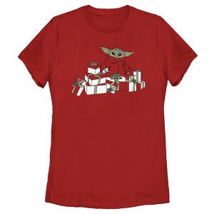 Women's Star Wars The Mandalorian Christmas The Child Gifts Galore T-Shirt - 1 of 4