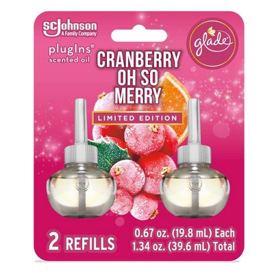 Glade PlugIns Scented Oil Air Freshener Refills Cranberry Oh So Merry - 2ct/1.34oz
