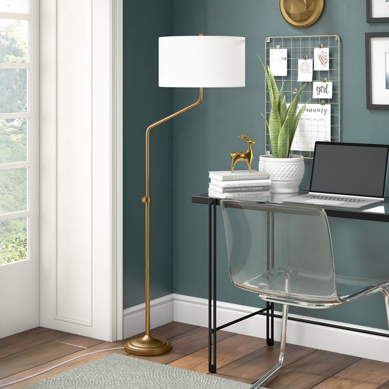 Hampton & Thyme Height-Adjustable Floor Lamp with Fabric Shade, 3 of 9