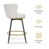 PAGED Bar Stools Set of 2 Modern Swivel Upholstered Counter Stools with Back and Metal Legs Counter Height Bar Stools for Pub, Dining Room - 2 of 4