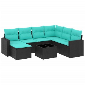 vidaXL 8 Piece Patio Sofa Set with Cushions Black Poly Rattan - 1 of 4