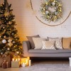 20" Christmas Wreaths for Front Door, Xmas Wreath with Lights,Pine Cones,Christmas Balls,Flowers, Wreath for Wall Fireplace Home Decor Indoor Outdoor - 2 of 4