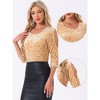 INSPIRE CHIC Women's Sparkle Sequin Cut Out Half Sleeve Party Club Velvet Blouse - 2 of 4