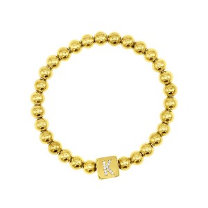 Adornia 14k Gold Plated Initial Cube Stretch Bracelet - 1 of 3