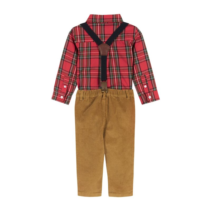 Andy & Evan  Infant  Boys Red Plaid Flannel Buttondown w/Suspenders Set, 2 of 5