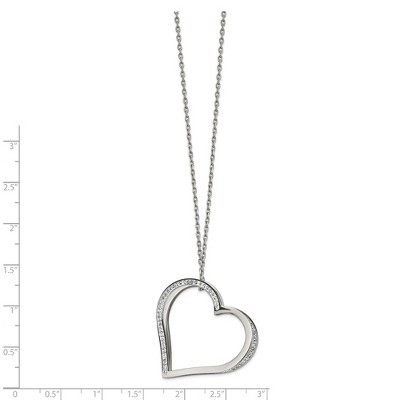 Chisel Stainless Steel with Preciosa Crystal Heart Slide on an 18" Cable Chain Necklace Plus a 2" Ext.