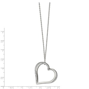 Chisel Stainless Steel with Preciosa Crystal Heart Slide on an 18" Cable Chain Necklace Plus a 2" Ext. - 1 of 2