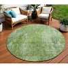 Olive Green And Artichoke Green Abstract Washable Indoor Outdoor Area Rug - 2 of 4
