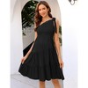 LXT- Maternity  Summer Tie One Shoulder A Line Flowy Mini Dresses - 3 of 4