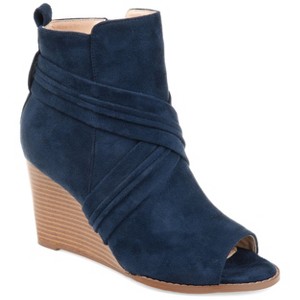 Journee Collection Womens Sabeena Inside Zip Open Toe Wedge Booties - 1 of 4