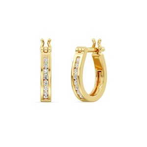 Gilded 1/4 Carat Total Weight Lab-Grown Diamond Fashion Hoop Earrings for Women in 925 Sterling Silver and 14KT Gold Plated Sterling Silver - 1 of 4