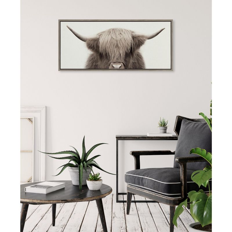 Kate and Laurel - Sylvie Hey Dude Highland Cow Color Framed Canvas by The Creative Bunch Studio, 6 of 8