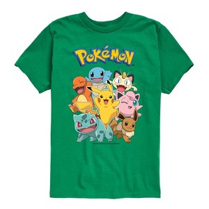 Boys' - Pokémon - Pikachu Eevee Jigglypuff Charmander Squirtle Bulbasaur Meowth Short Sleeve Graphic T-Shirt - 1 of 4