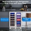 24 Inch Wine and Beverage Refrigerator, Dual Zone Wine Cooler with Glass Door Hold 20 Bottles and 78 Cans - 2 of 4