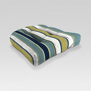 Outdoor Wicker Chair Cushion - Green Stripe - Jordan Manufacturing
