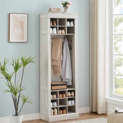 Shoe Storage Cabinet, 12 Tier Tall Shoe Rack Organizer, Holds Up to 36 Pairs of Shoes, Heavy Duty Wood Freestanding Shoe Racks for Entryway