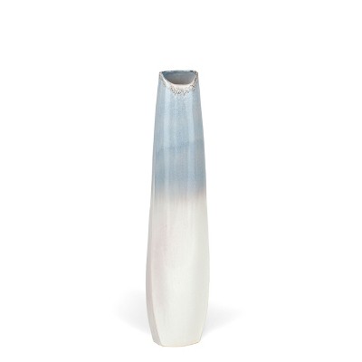 HomeRoots 40" Blue And White Ombre Ceramic Floor Vase